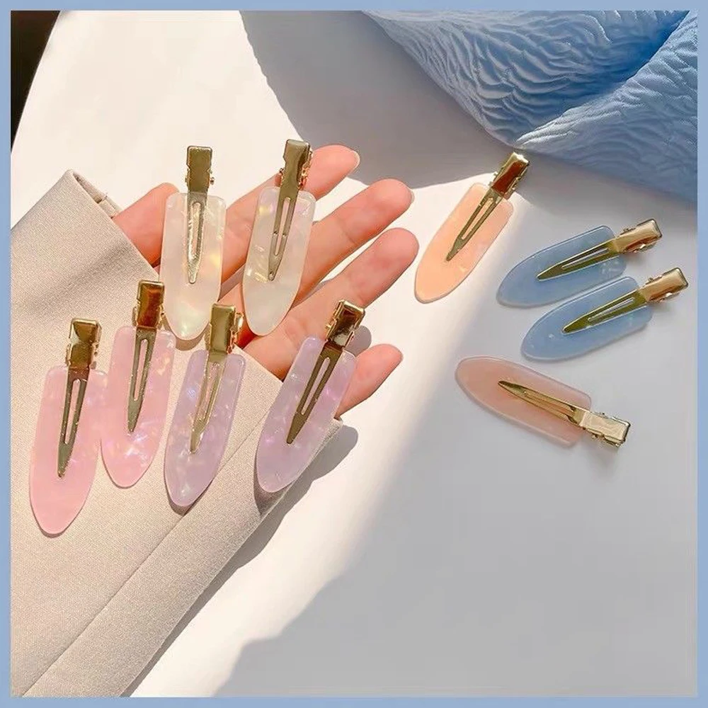 

Candy Color Cream Glue Hair Clip Makeup Hair Pins Fringe Side Barrettes Leaf Shape No Trace Hair Claw Fashion Headwear