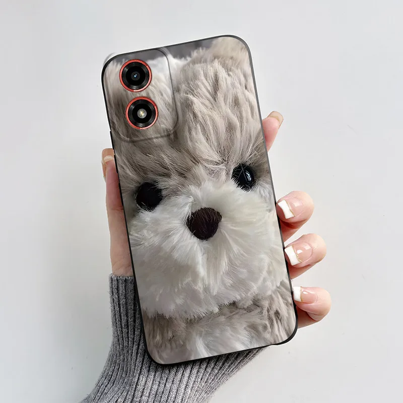 Для Motorola Moto G04 G04s Новый 2024 дизайн с рисунком сердца черный мягкий силиконовый