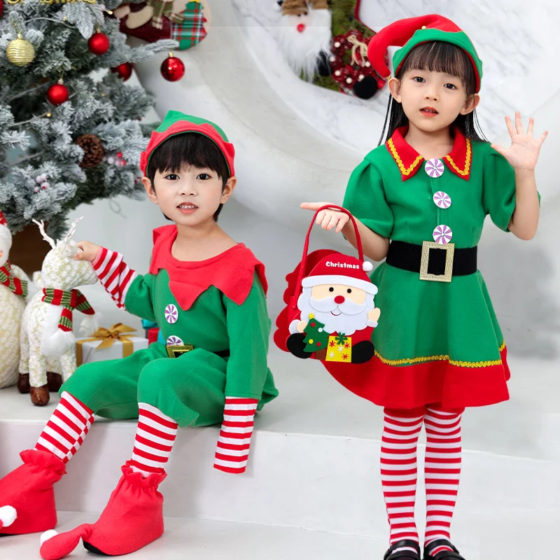 

Cute Fashion Snow Maiden Costume for Women Elf Girl Costume Christmas Costumes for Kids Outfit New Year Party Carnival 5Pcs Set