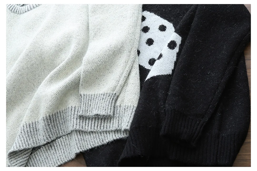 St New Black 8 Crewneck Sweater Men's Women's Pullover High Quality Dice Knit Sweater Crewneck Sweater