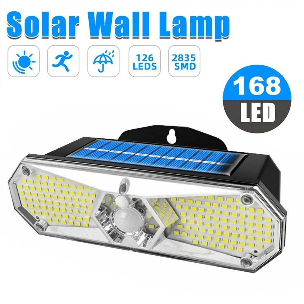 

3 Modus Waterdichte 168 Led Solar Motion Sensor Lichten Outdoor Zonlicht Zonne-energie Straat Wandlamp Voor Tuin Decoratie