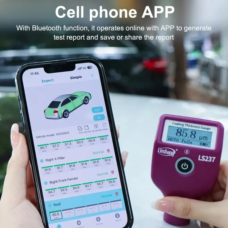 LS237 Перезаряжаемый автомобильный толщиномер краски проверка автомобильного