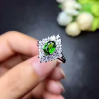 meibapj natural diopside gemstone trendy ring for women real 925 sterling silver charm fine jewelry 2 colors