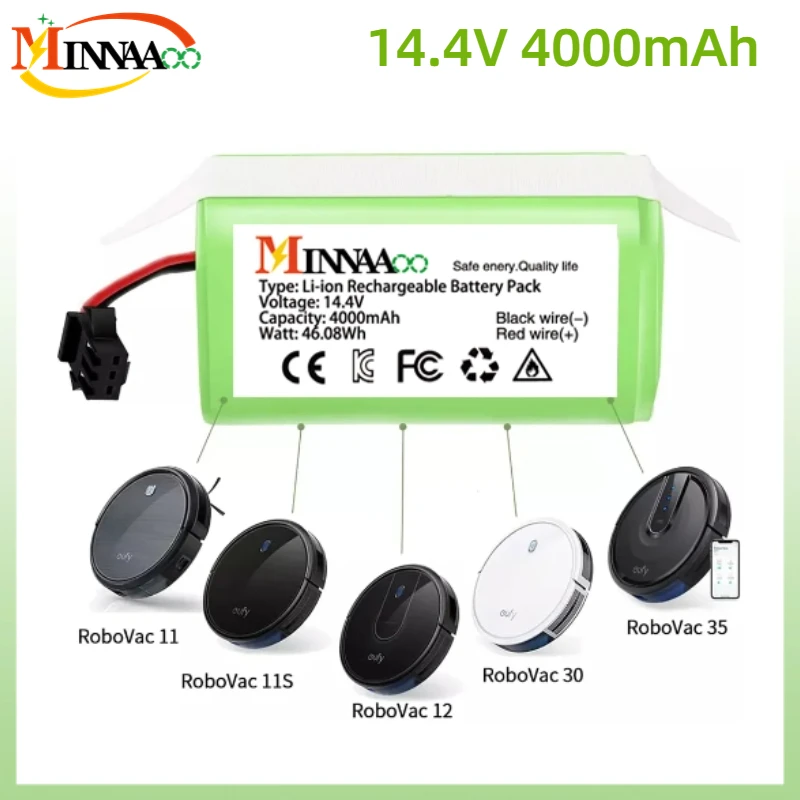

14.4V 4.0Ah Li-ion battery for Cecotec Conga Excellence 950 990 1090 Ecovacs Deebot DN621 601/605 Eufy RoboVac 35C Panda i7 V710
