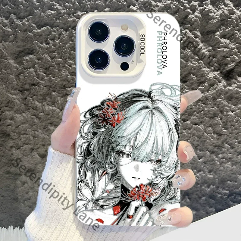 Фото Чехол для телефона Wuthering Waves Phrolova Sketch, акриловый, матовый, с цветным рисунком, для iPhone, с элементами квадратной формы №1