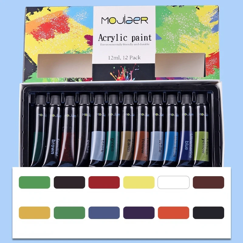 12/24 Color Acrylic Paint Set Single 12ml DIY Handmade Graffiti Paint Set Watercolor Painting Professional Supplies