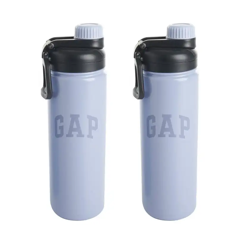 

oz Grey Blue Solid Print Stainless Steel Water Bottle 2 Pack