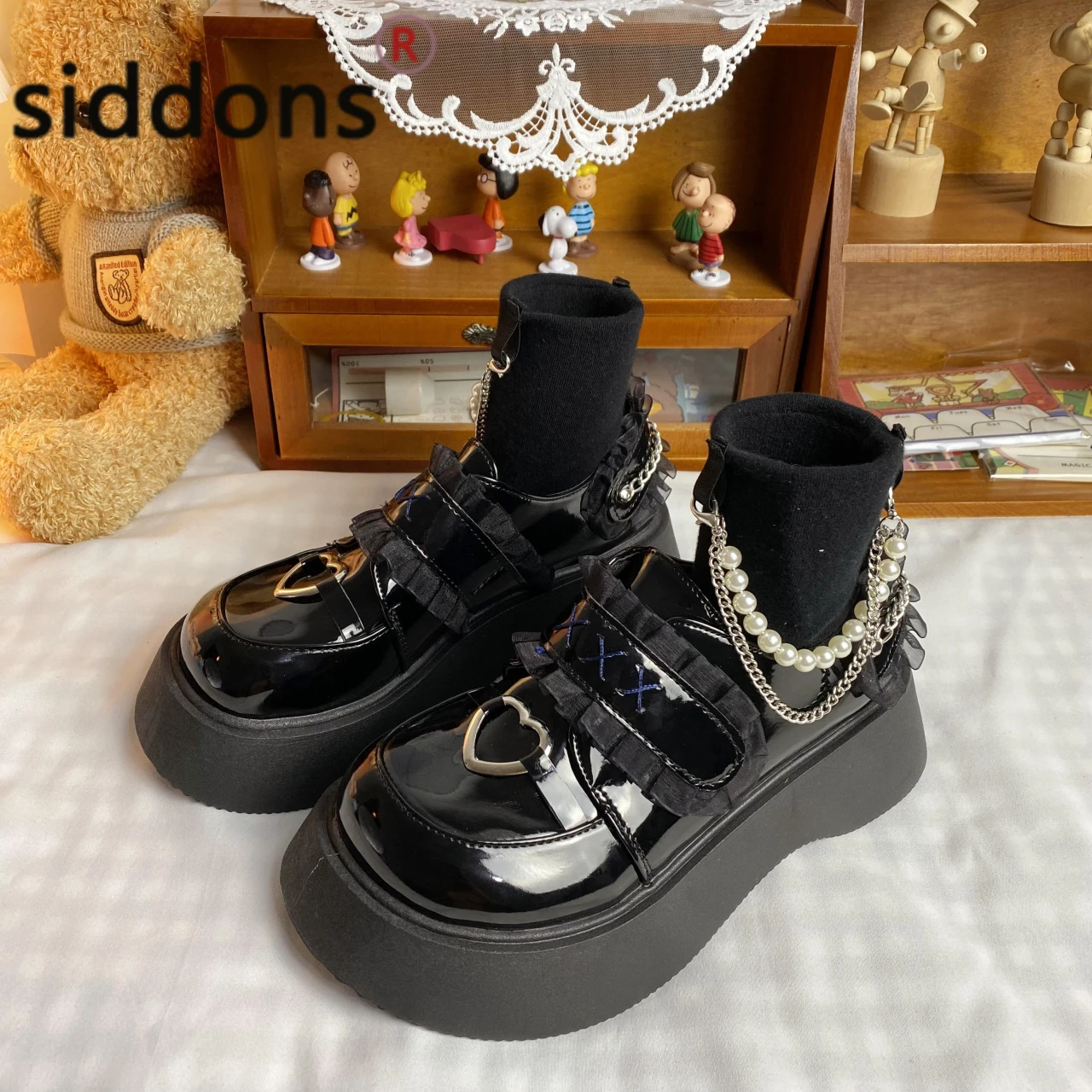 

2022 new all-match black student platform shoes with high heels retro single shoes Lolita Japanese small leather shoes for women
