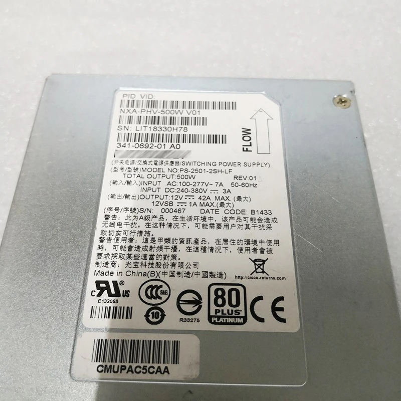 Фото NXA-PHV-500W 341-0692-01 500W для блока питания CISCO, полностью протестировано №3