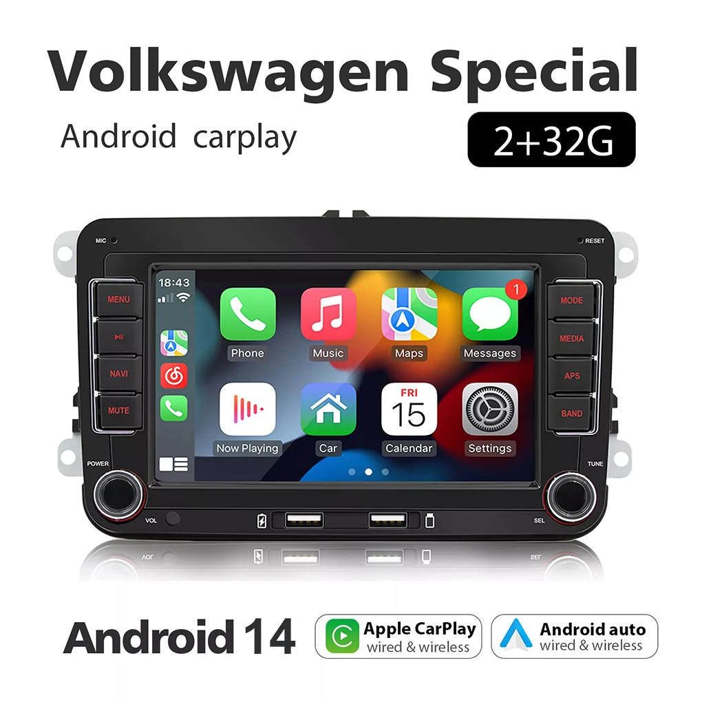 Для VW Golf MK5 MK6 Jetta Passat CC 7 &quotдля Apple Carplay автомобильная стереосистема Android 14 GPS плеер