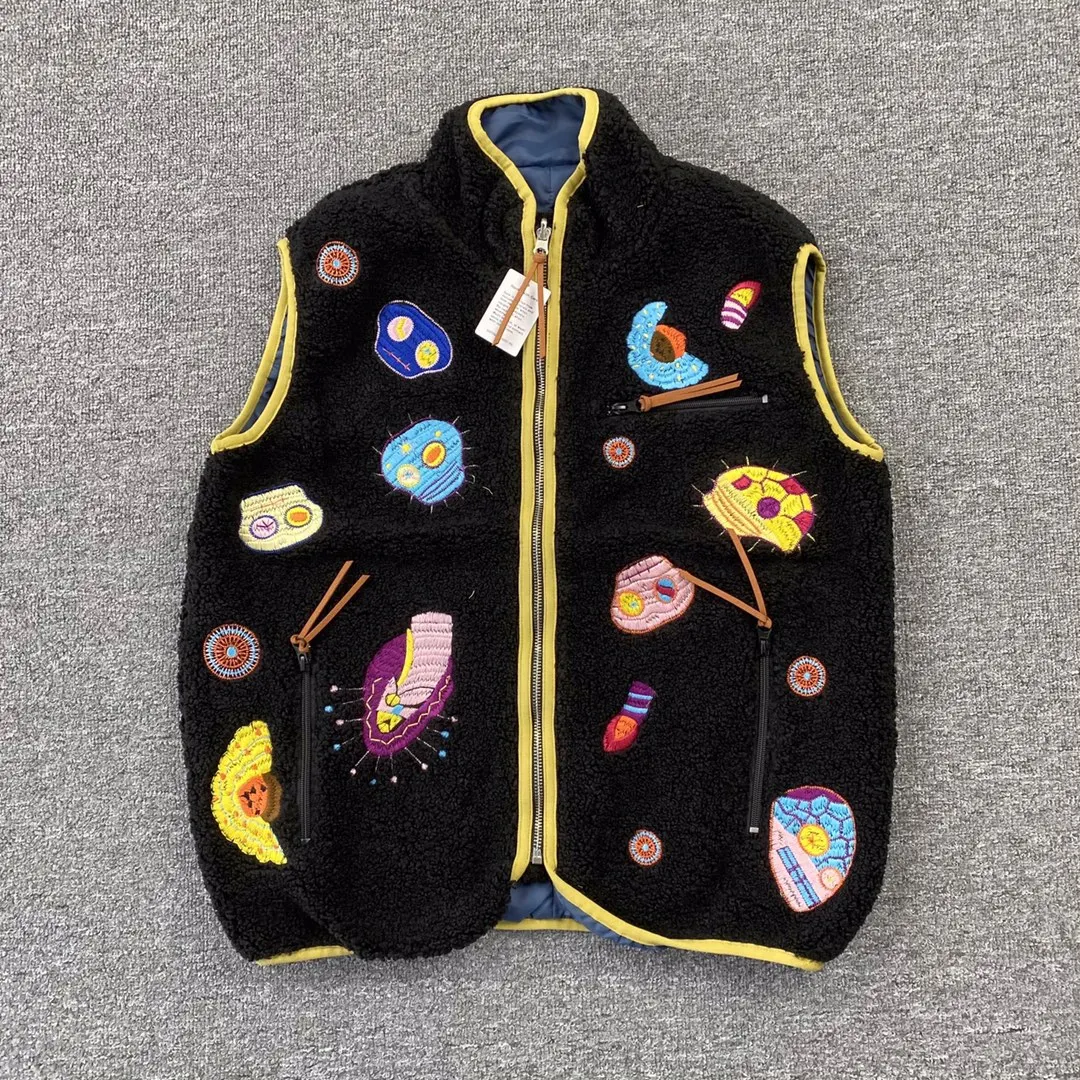 

Sleeveless Double Side Kapital Kountry Skull Embrideried Vest Men Women 1:1 Best-Quality Coat Stitching Vest