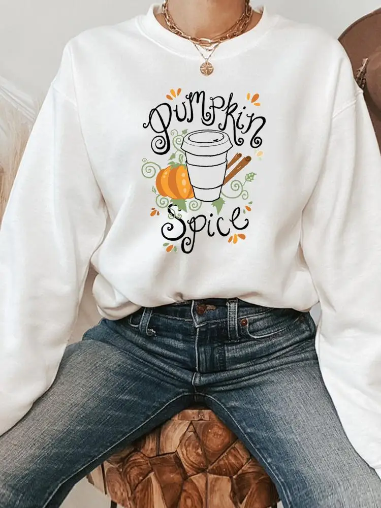 

Pumpkin Spice 90s Cute Autumn Spring Thanksgiving Halloween Graphic Fashion Fall Pullovers Casual Print Female Women Sweatshirts