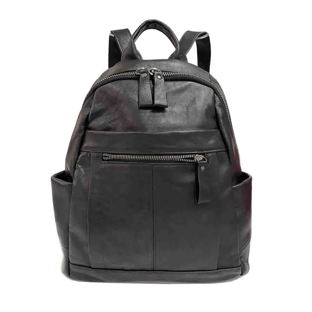 MS Women Genuine Leather Backpack Large Capacity Back Pack Female Packsack Luxury Cowhide Ladies School Bag Knapsack Black 2022