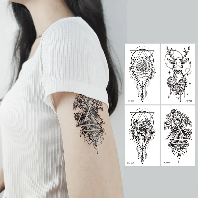

Waterproof Black Infinity Tattoo Feather Bird Woman Body Hand Art Drawing Temporary Tattoo Sticker Men Finger Tattoo Small Paste