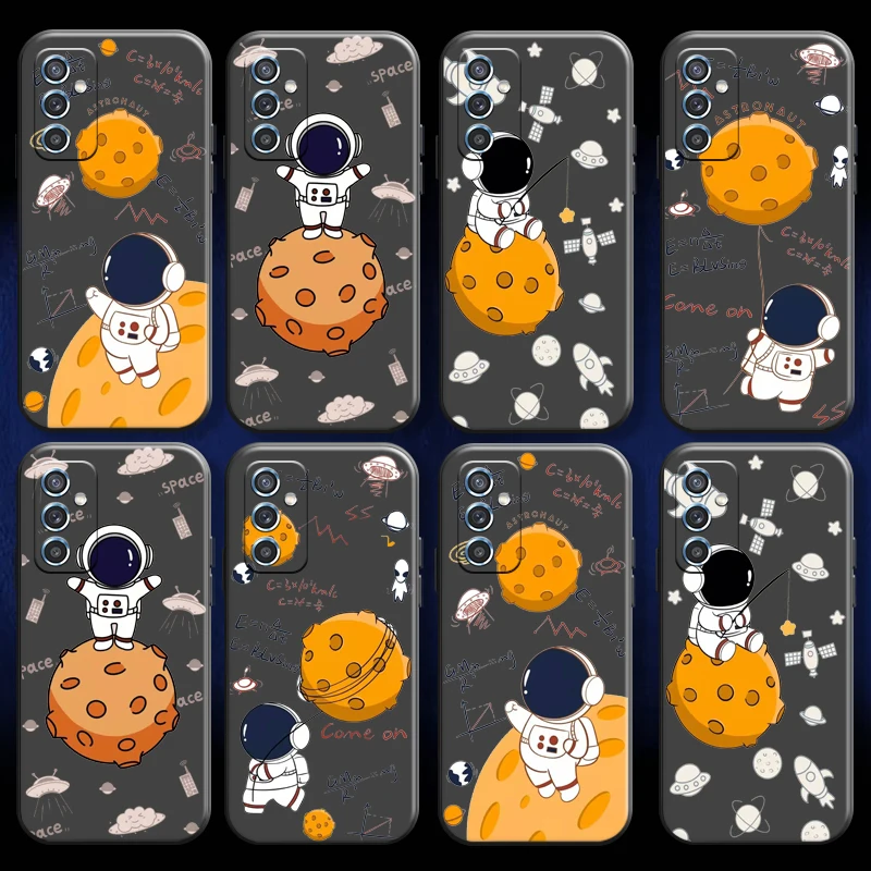 

Astronaut Yellow Planet Formula For Samsung A20 A21 A22 4G 5G Phone Case Silicone Cover Liquid Silicon Soft Coque Back Black