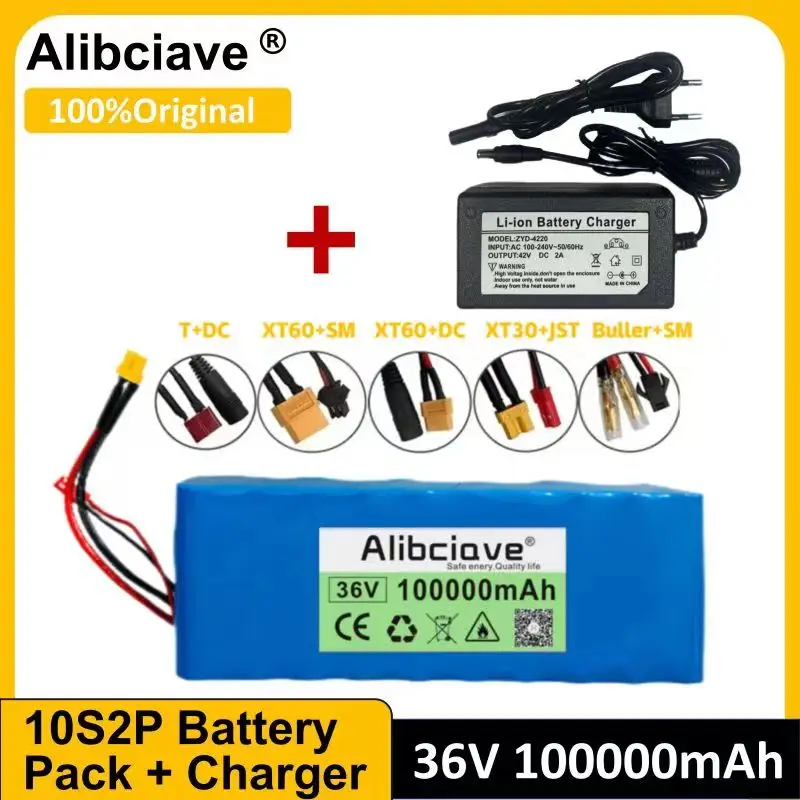

Перезаряжаемый литиевый аккумулятор 10S2P 36 В, 100000 мАч, 18650 1000 Вт, подходит для электрических велосипедов, скутеров, транспортных средств BMS + автомобилей