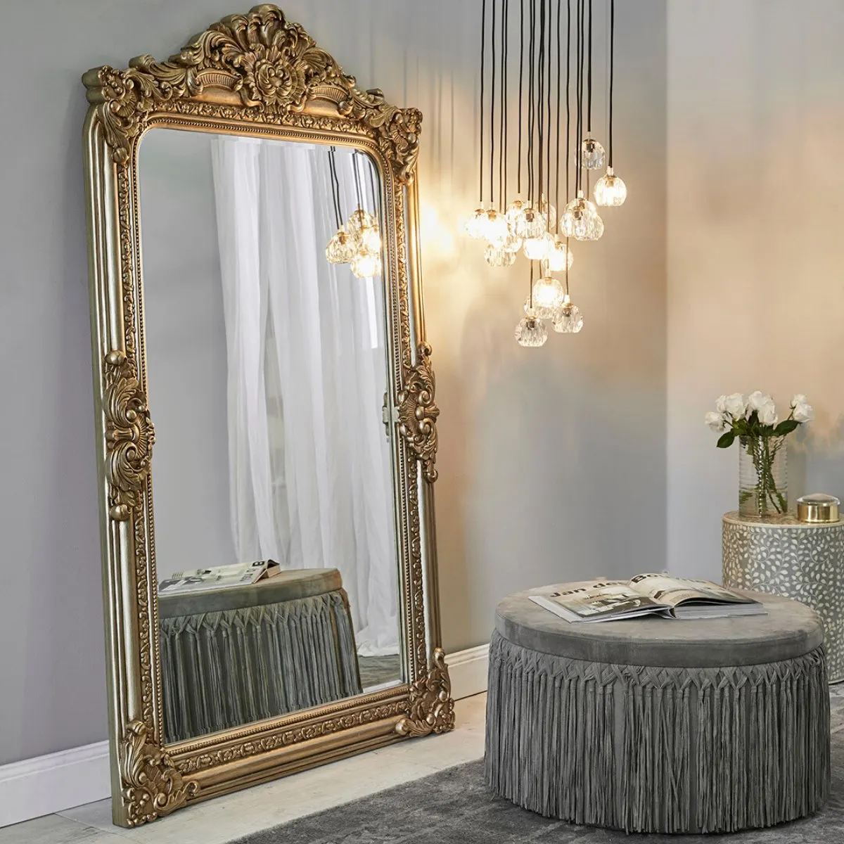 

Australia Large Full Length Wall Floor Leaner Gold Ornate Mirror Frame