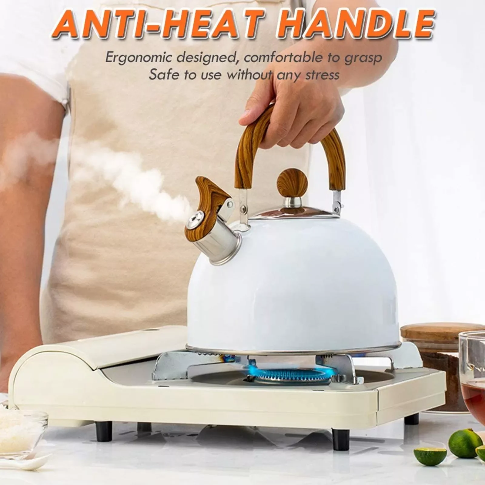 

Camping Stainless Steel Whistling Kettle In 2.5l Portable Travel Teapot Coffee Pot With Folding Safe Handle Camping Cookware