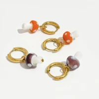 perisbox handmade cute candy color coloured glaze mushroom hoop earring for girls children women jewelry gift