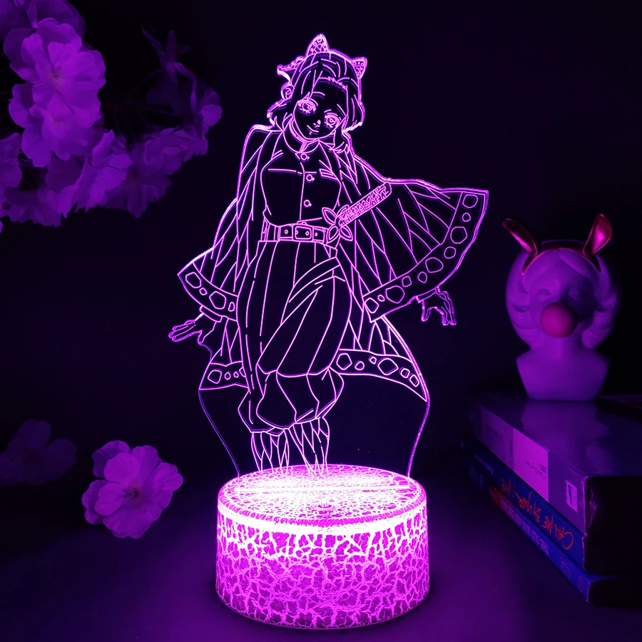 

Shinobu Kocho LED Anime Lamp Kids Bedroom Night Lamp Children's Room Decor Lights Kimetsu No Yaiba Figure Manga RGB Nightlight