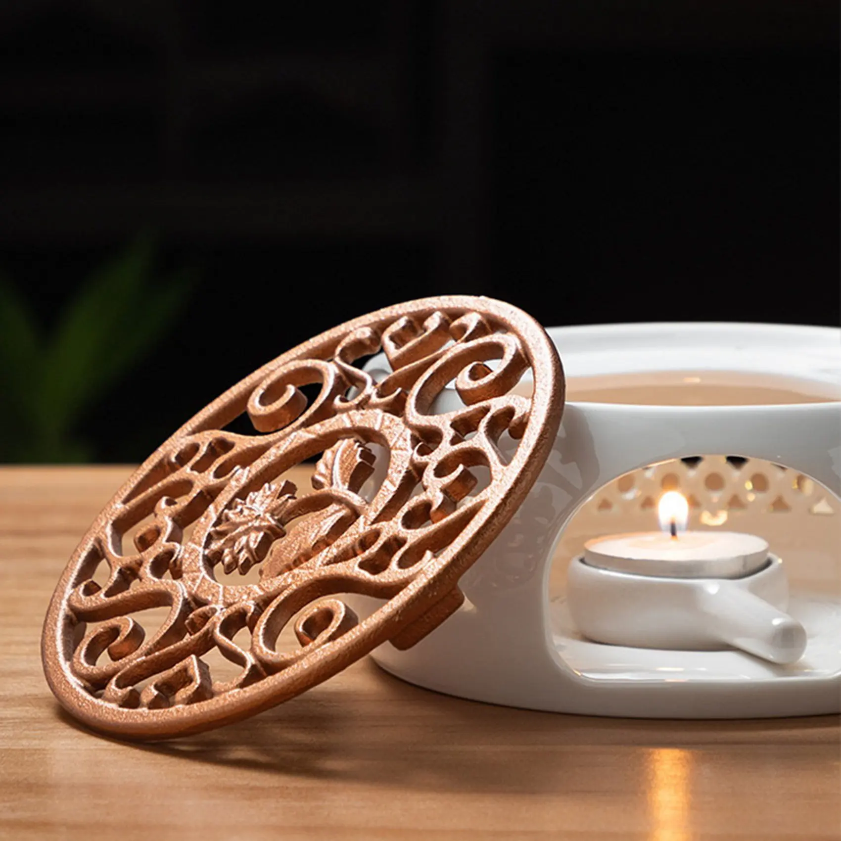 Керамическая подставка для чайника изоляционное основание подогрева чая кофе