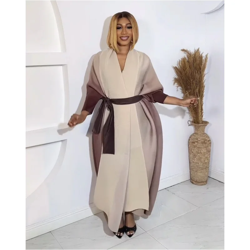 Новое трансграничное платье с длинными рукавами и лацканами цветными принтами