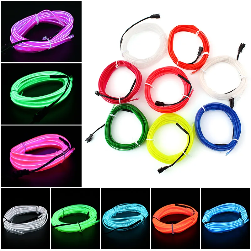 

3V 5V 12V Led Light Strip EL Wire Car 2m 3m 5m White Neon Diy USB 3 5 12 V Volt LED Strip Lamp Battery Decorative Party Wedding