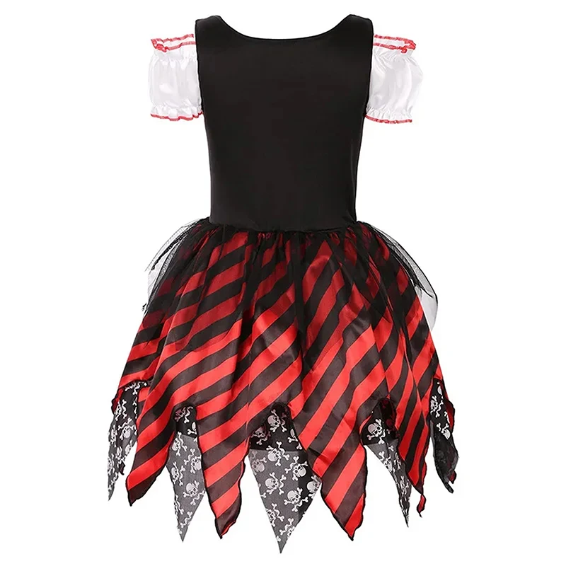 Костюм пиратский для девочек одежда в полоску с открытыми плечами и короткими