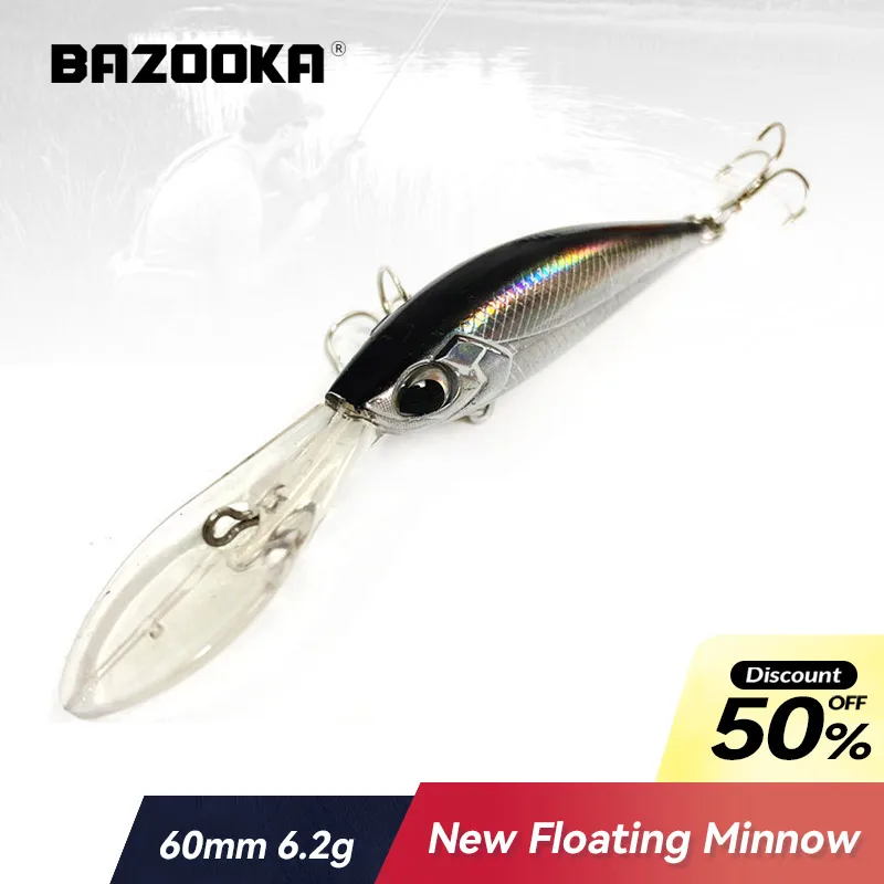 

Bazooka Floating Minnow Jerk Fishing Lure JerkBait Popper Hard Bait Carkbait SwimBaits Wobblers Pike VIB Perch Baits