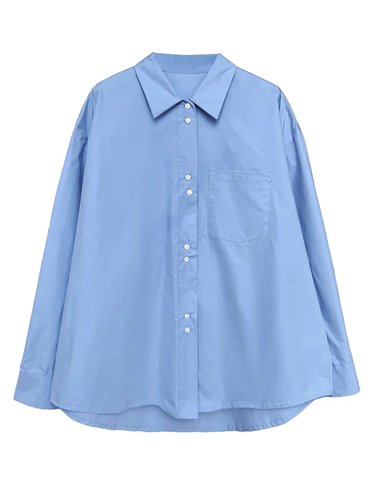 Рубашка LANMREM Женская свободного покроя однобортная офисная блузка с отложным