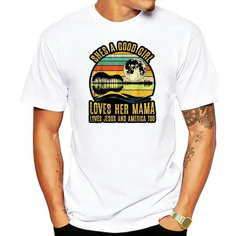 

Good Girl Loves Her Mama, Jesus And America Vintage Guitar Shadow Black T-Shirt Sweatshirt Tee Shirt