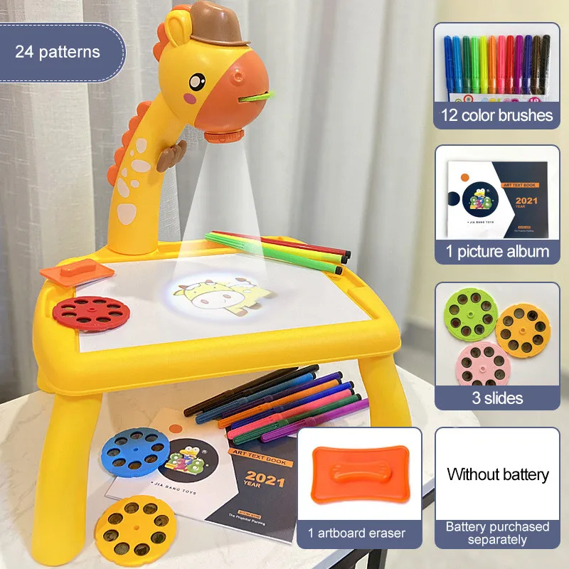 

Kids Projector Drawing Table Painting Board Desk Multifunctional Writing Arts Crafts Educational Projection Machine Drawing Toy