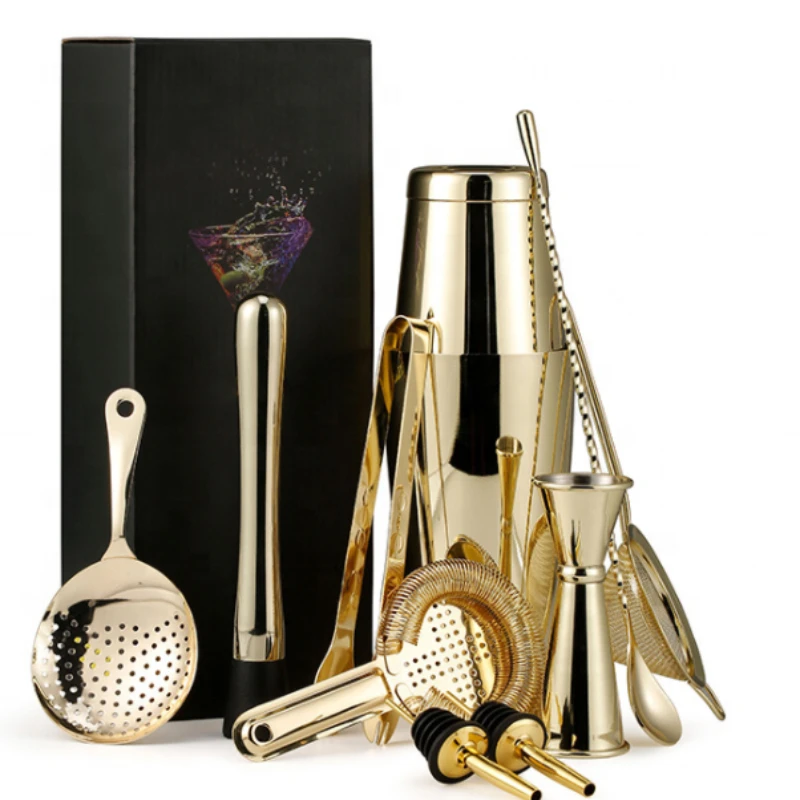 

Professional Boston copper plated bar tool gift cocktail shaker set stainless steel cocktail shaker bar set