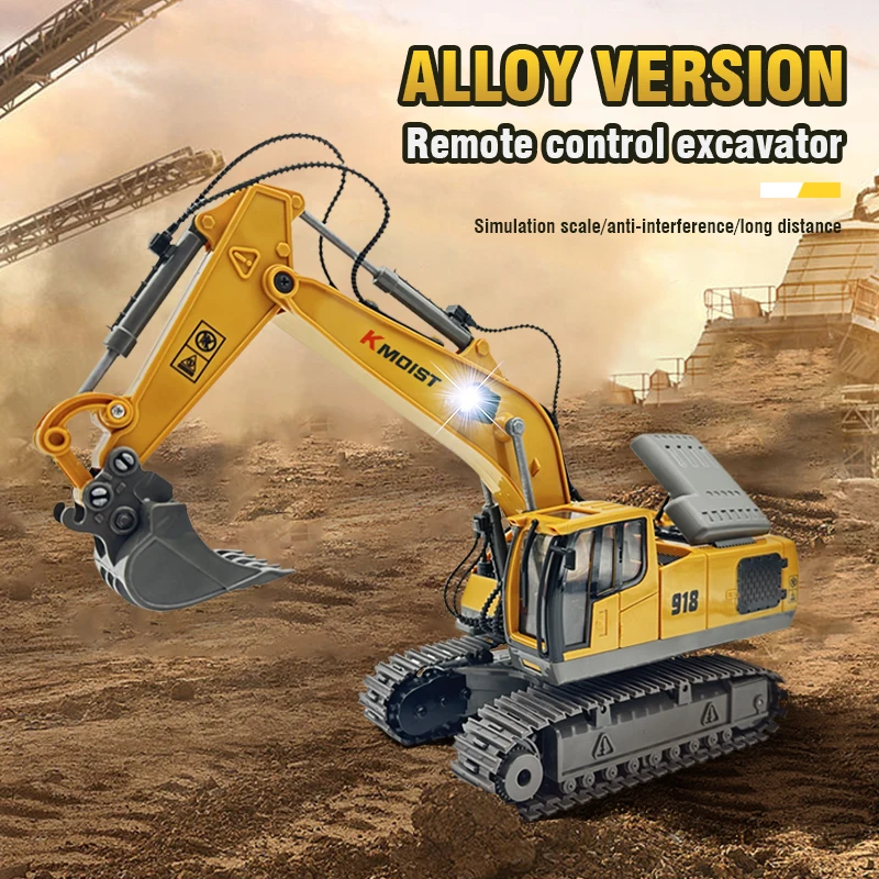 

Kmoist Rc Excavator 2.4 G Remote Control Truck Toy Car 11Ch Rc Construction Engineering Vehicles with Light Music Toys for Kids