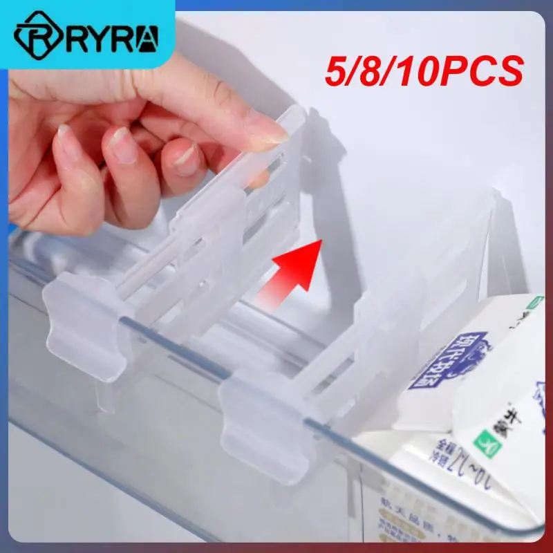

5/8/10PCS Refrigerator Separator Retractable Plastic Divider Storage Splint For Kitchen DIY Bottle Can Shelf Organizer Divider