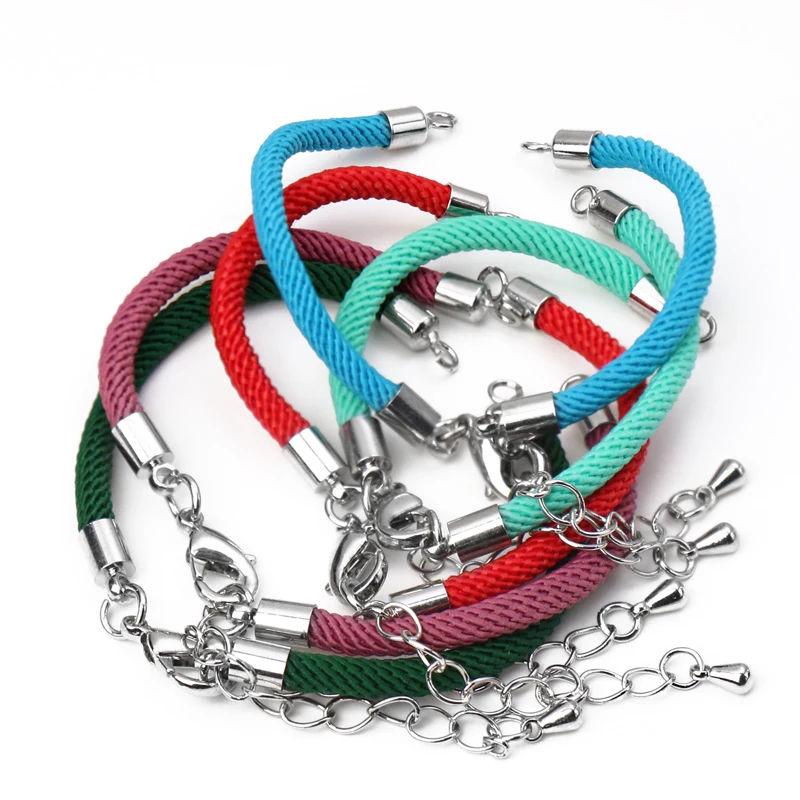 15cm Red Cord Couple Bracelet Silver Copper Lobster Buckle Adjustable Cord Bracelets Men's And Women's DIY Jewelry  Cotton Rope