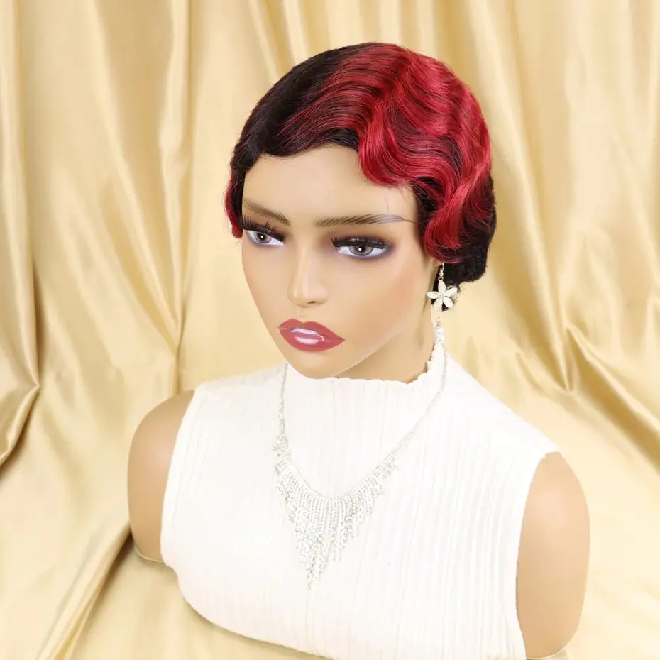 

Bling Hair 6Inch Brazilian Short Pixie Cut Human Hair Wigs Full Machine Made Wigs For Black Women Cheap Wig Remy Color Wigs