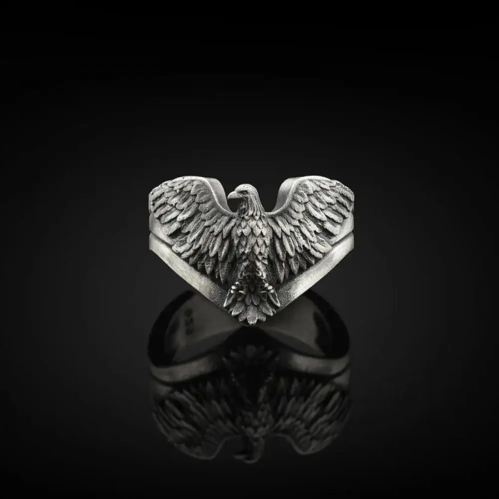 

New Domineering Metal Eagle Men's Ring Punk Style Animal Male Rings Jewelry Hand Accessories Opening Adjustable Jewelry