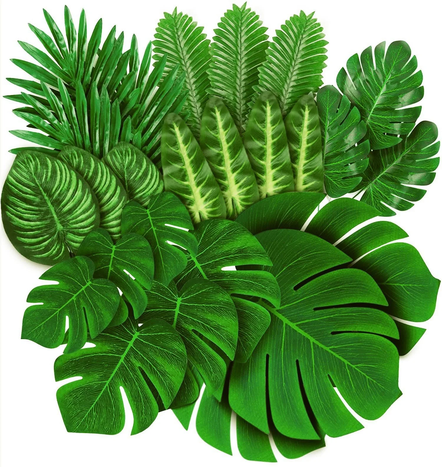 

10 Pcs Artificial Plants Tropical Palm Leaves Hawaii Luau Summer Party Jungle Safari Birthday Party Wedding Decor Fake Plants