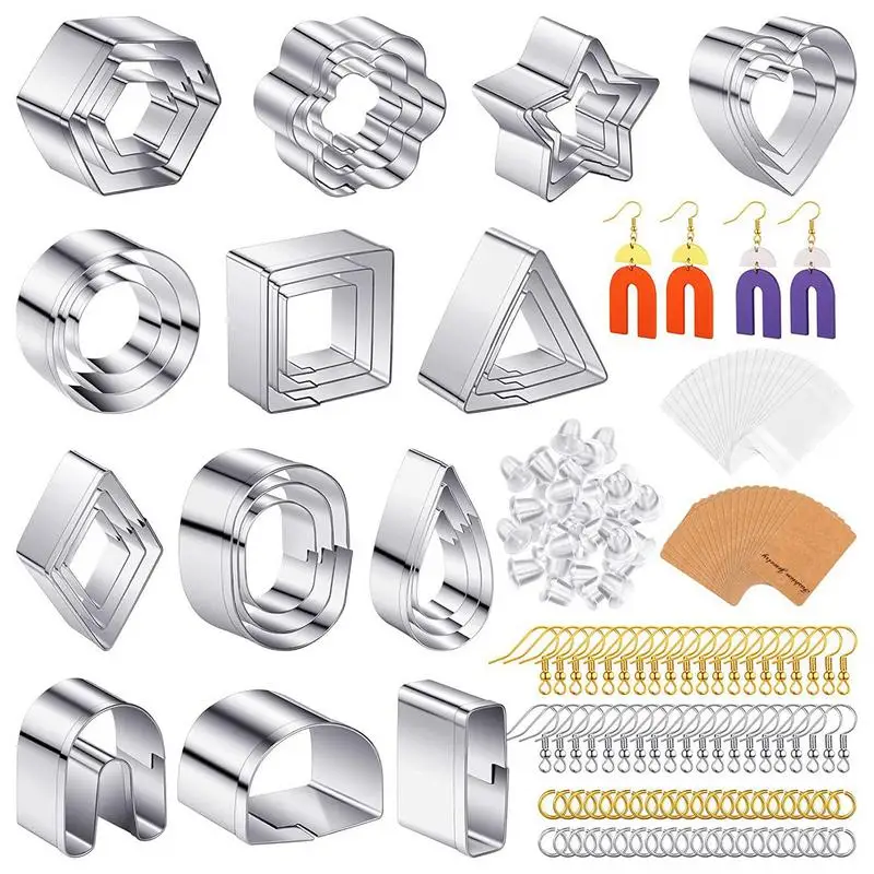 

Clay Earring Cutters 193pcs Cutting Tool Stainless Steel Clay Cutters Portable Earrings Making Accessories Heavy Duty Earring