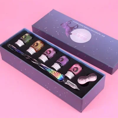 Новая стеклянная капельная перьевая ручка, винтажная стеклянная ручка для окунания, фирменные чернильные перьевые ручки с подарочной коробкой, 1 шт.