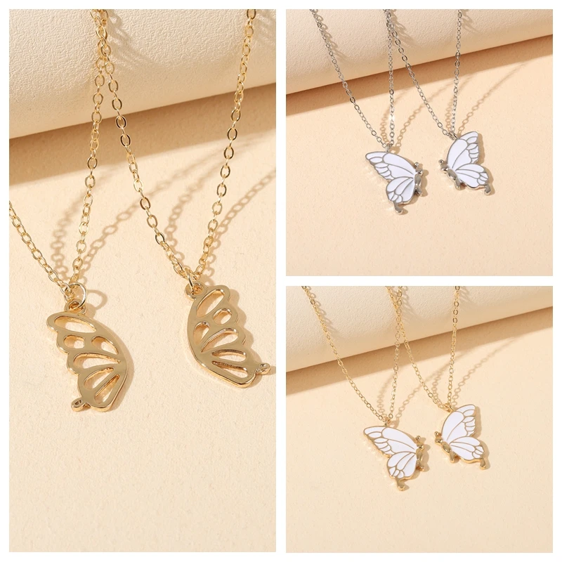 

DIY Vintage Friendship Necklace Angel Pendant Butterfly Necklace Two Piece Set Of Fashion Thanksgiving Lady'S Birthday Gift