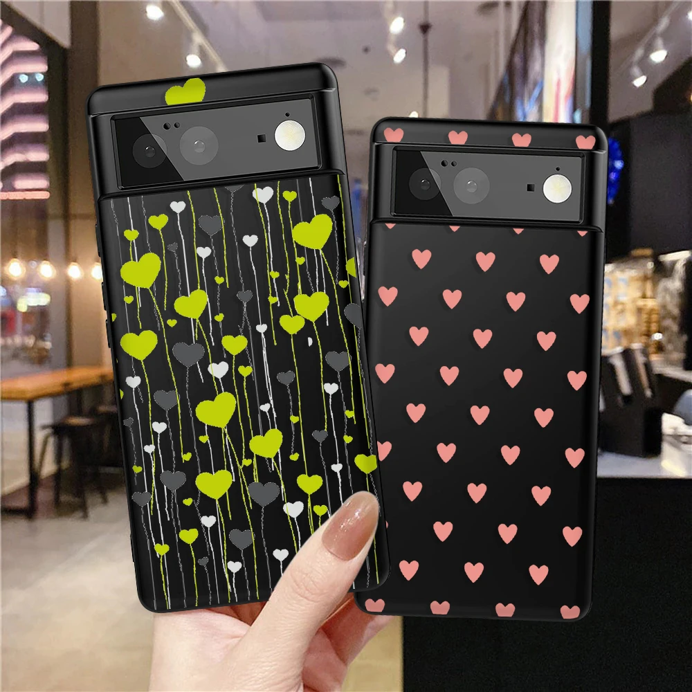 

Love Heart Fundas Case for Google Pixel 7a 7Pro 7 6a 6 6Pro 5 5a 5G 4XL 4 2 3XL 2XL 3 3a 3aXL 4a Soft Silicone Back Shell Cover