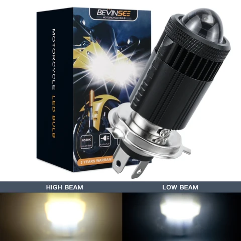 Супер яркие лампы Bevinsee H4 BA20D для мотоциклетных фар, H4, дальний/ближний свет, H6, BA20D, лампа 3000K, 6000K, белая, желтая, Фонарь 12 В, 1 шт.