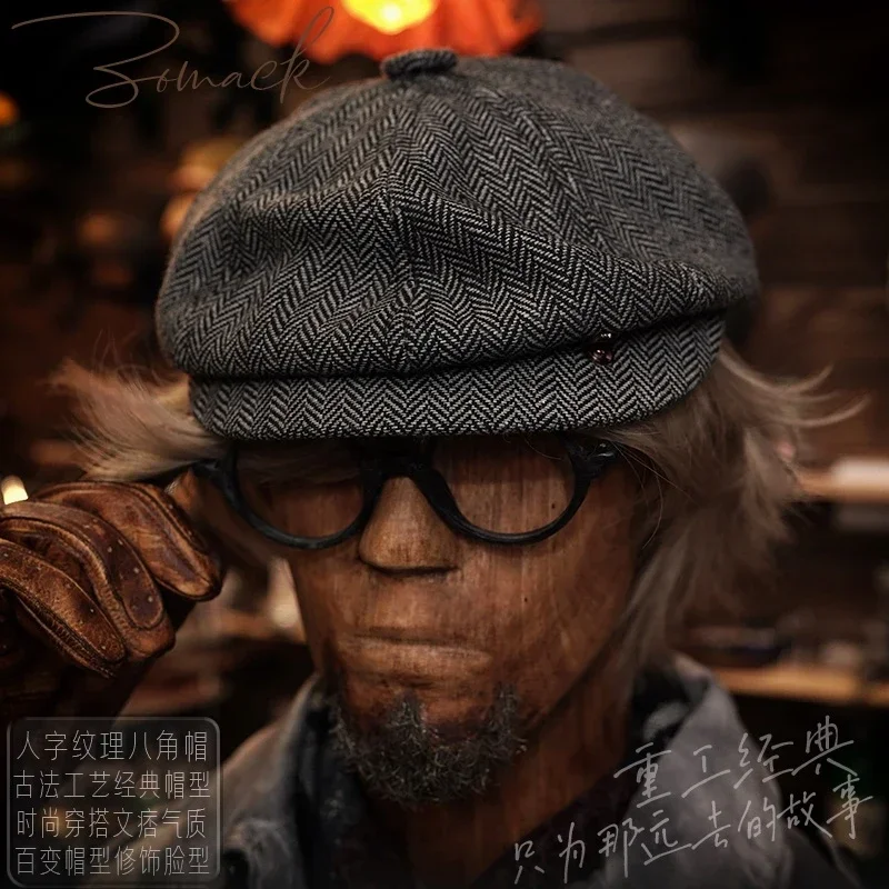 Amekaji Wear Retro Octagonal Cap Men's Newsboy Painter Artistic Female Peaked