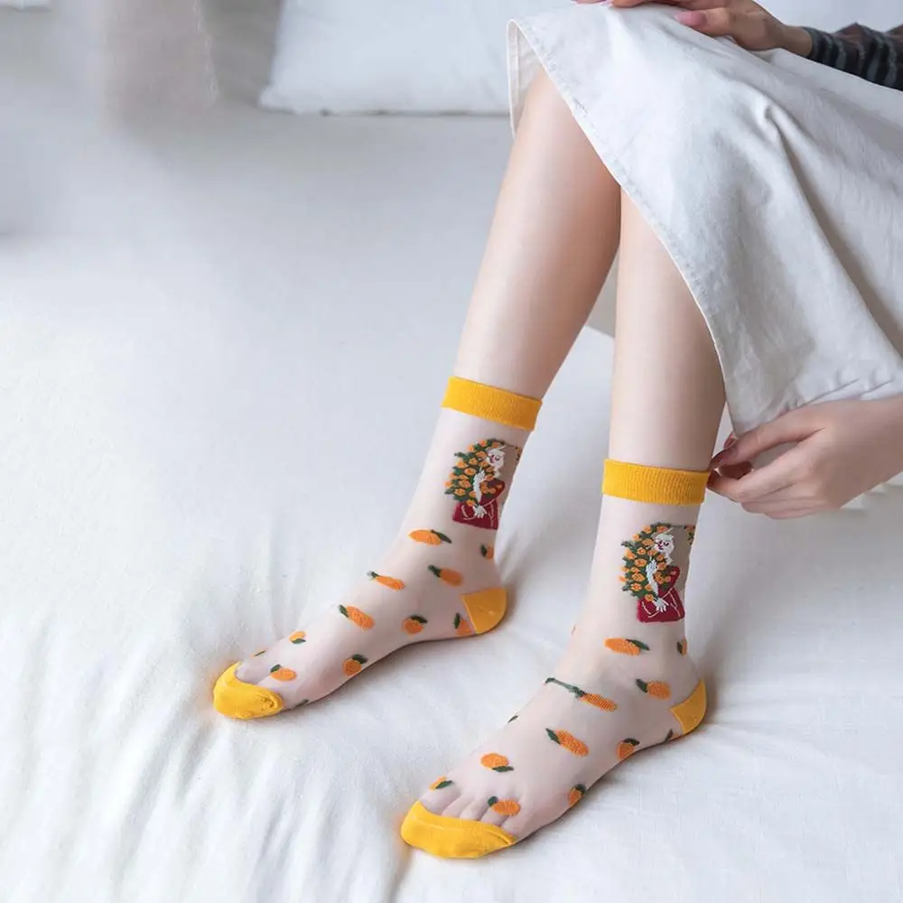 

Summer Ultra-thin Crystal Silk Socks Transparent Lace Silk Socks Women's Soft Breathable Elastic Glass Silk Women's Socks