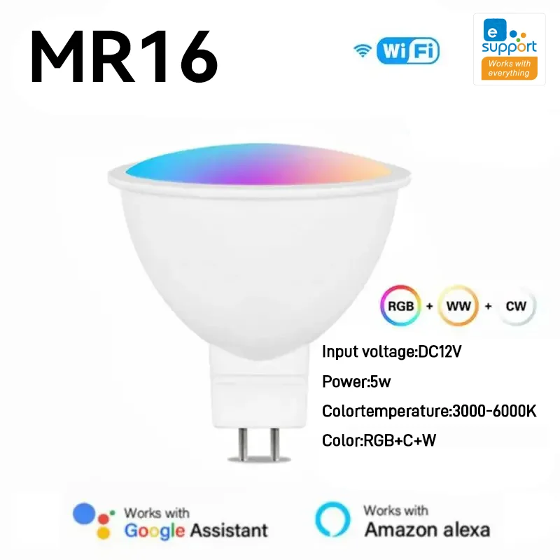 Фото Умная лампа EWelink Zigbee MR16/5W с регулировкой яркости, голосовое управление, совместимость с Alexa, Alice, Google Home, Salute, Yandex, HomeKit, для отелей и баров №3