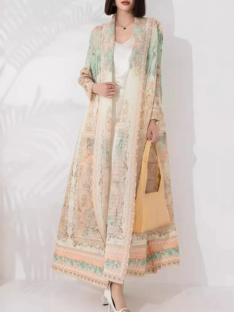 Женский плиссированный тренчкот ANLAN длинная свободная ветровка с винтажным