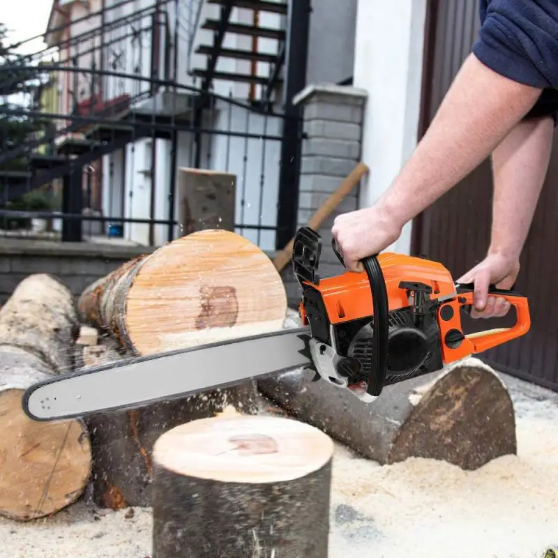 

High-Power Gasoline Chain Saw With Two Chains 58cc Guide Plate Gasoline Power Portable Chainsaws Garden Power Tools HWC
