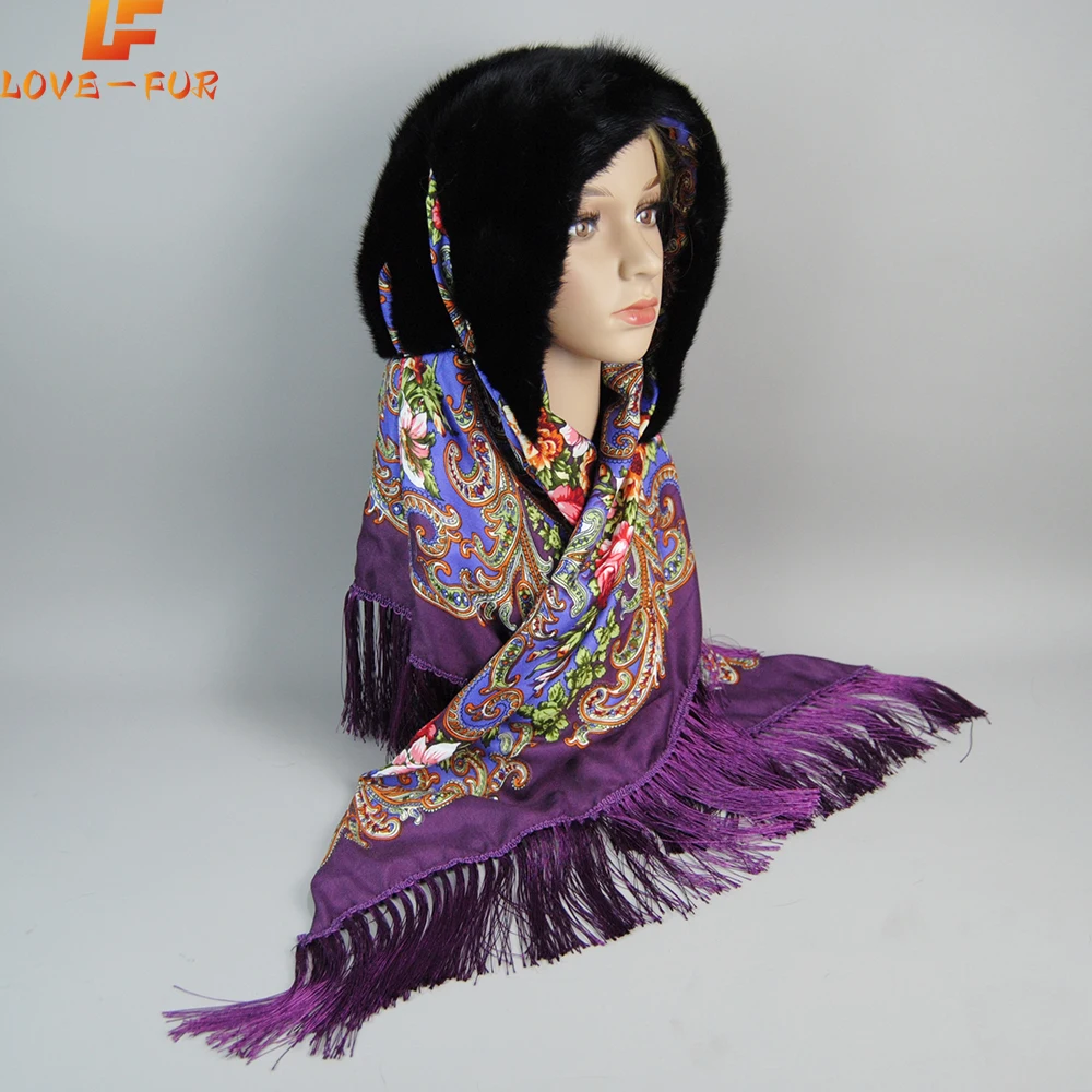 Новый стиль шапочка из натурального меха норки и высококачественный шарф теплая